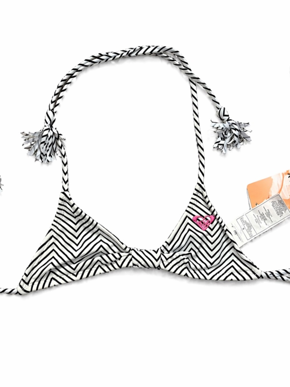 Roxy Girl Sweetheart Set Bikini Top Size 8 Black White Stripe NWT